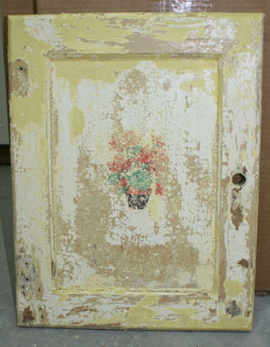 door shows white paint layer