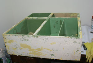 Hutch top awaits stripping