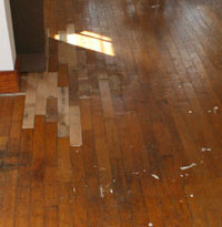Hardwood floor, before.